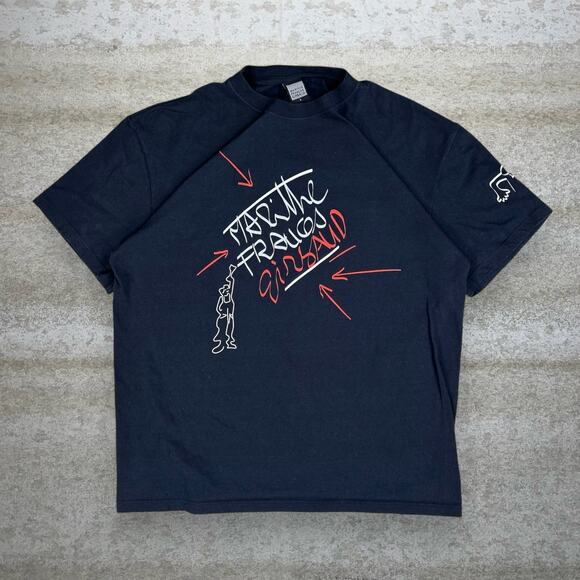 Vintage MFG Girbaud Shirt Navy Blue Cotton Short Sleeve Y2K - Picture 1 of 4